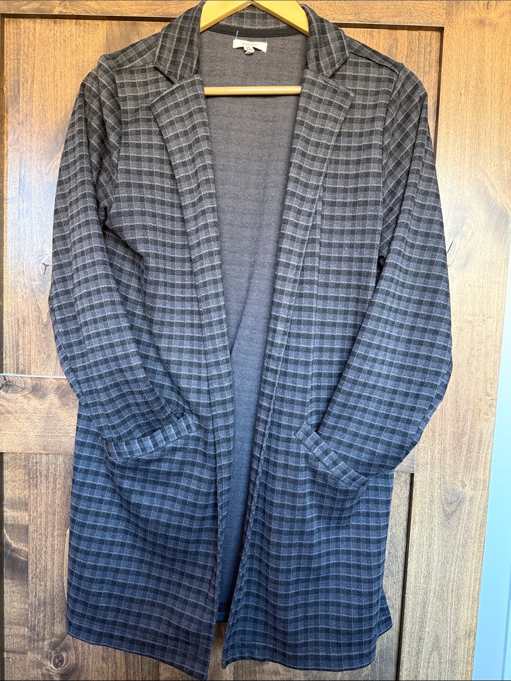 Maurices Gray Plaid Open Front Blazer Jacket